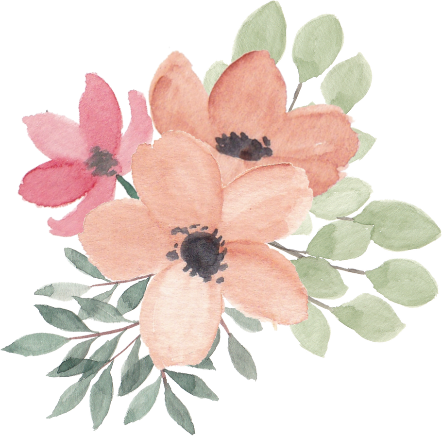 Watercolor Cherry Blossom Floral Arrangement